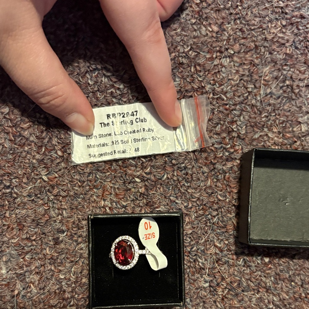 Sterling Silver Ring with Red Stone